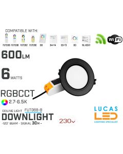 LED Downlight • RGB+CCT • 6W • 550LM • wifi • 2.4G • Compatible • Smart Lighting System • MultiZone • Wireless • MiBoxer • FUT068-B • 230V