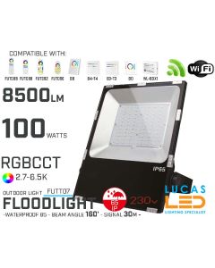 Outdoor LED Flood Lights • RGB + CCT • Philips LED Chips • Ultra High Bright • 100W • 8500LM • IP65 • Wifi • 2.4G • Smart Lighting System • Mi-Light • MiBoxer • FUTT07 • 230V
