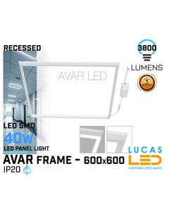 14 pcs ONLY!!  -  LED PANEL Light FRAME 40W - 3000K - 3400lm - IP20 - LED SMD - Ultra Slim - AVAR 6060 - LED Driver including