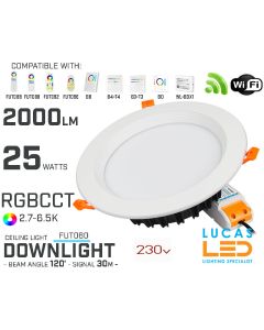 LED Downlight •RGB CCT• 25w • 2000lm • wifi • 2.4G • Compatible • Smart • Lighting • System • MultiZone • Wireless • MiBoxer • FUT060 • 230V•
