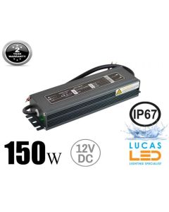 LED Driver Power Supply • 150 watts • 12.5A • DC 12V for LED Strips • IP67 Waterproof •
