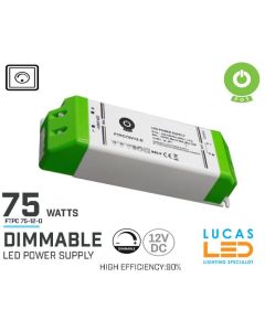 Dimmable LED Driver •  Power Supply • 75 watts • 12V DC • for LED Strips Light • Dimmer Switch • FTPC75V12-D •