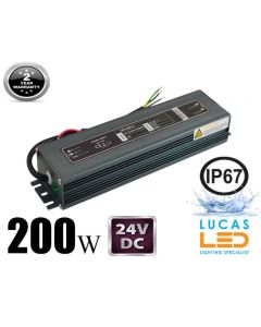 LED Driver Power Supply • 200 watts • 8.3A • DC 24V for LED Strips • IP67 Waterproof •