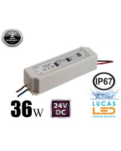 LED Driver Power Supply 36 watts • 1.5A • DC 24V for LED Strips • IP67 Waterproof •