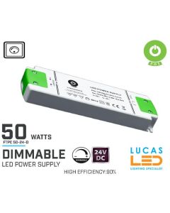 Dimmable LED Driver •  Power Supply • 50 watts • 24V DC • for LED Strips Light • Dimmer Switch • FTPC50V24-D •