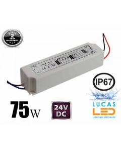 LED Driver Power Supply • 75 watts • 3.12A • DC 24V for LED Strips • IP67 Waterproof •