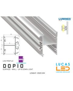 led-profile-suspended-architectural-surface-dopio-white-aluminium-2-02-meters-length-pro-multi-set-lucased.ie