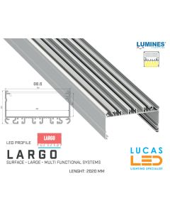 LED Profile • SURFACE • ARCHITECTURAL • SUSPENDED • "LARGO" • SILVER • Aluminium • 2.02 Meters  length • PRO • multi set •