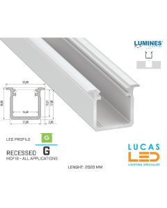 LED Profile • RECESSED • "G" • WHITE • Aluminium • 2.02 Meters  length • PRO • multi set •