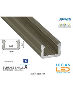 LED Profile • SURFACE • "X" • INOX GOLD • Aluminium • 2.02 Meters  length • PRO • multi set •