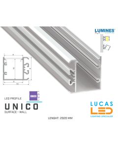  LED Profile • SUSPENDED • ARCHITECTURAL • SURFACE • "UNICO" • WHITE • Aluminium • 2.02 Meters  lenght • PRO • multi set •