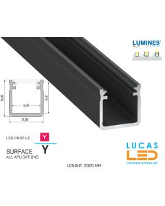 LED Profile • SURFACE • "Y" • BLACK  • Aluminium • 2.02 Meters  length • PRO • multi set •