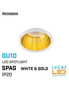 Recessed LED Downlight - Ceiling fitting - GU10 - IP20 - SPAG D - White / Gold