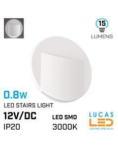 led-staircase-lighting-0.8w-3000k-warm-white-15lm-12v-dc-ip20-ERINUS-white-round-shape-lucasled.ie
