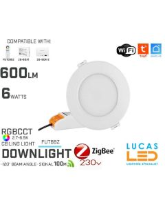 Zigbee 3.0 LED Downlight • RGB+CCT• 6W • 550lm • WiFi • 2.4G • Compatible • Smart • Lighting • System • MultiZone • Wireless • MiBoxer • FUT068Z • 230V