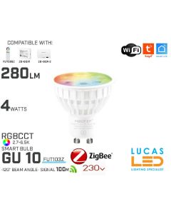 Zigbee 3.0 GU10 Bulb • RGB + CCT • 4W • 280LM • WiFi • Smart Lighting System • Wireless • MiBoxer • MiLight • FUT103Z • 230V