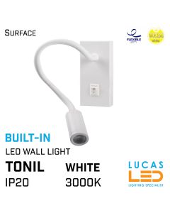 led-wall-light-2.7W-3000K-IP20-flexible-night-bedside-reading-light-lamp-white-colour-lucasled.ie