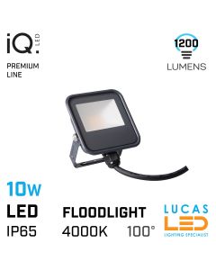 10W outdoor LED Floodlight - 1200lm - 4000K Natural White - IP65 - Premium line IQ LED FLOOD