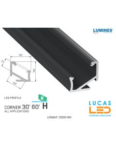   LED Profile • CORNERS • "H" • BLACK • Aluminium • 2.02 Meters  length • PRO • multi set •