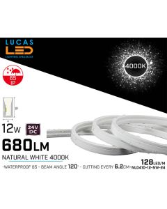 LED Neon Natural White flexible 0410  • 24V • 12W • IP65 • 550lm • Pro Version 3oz Cooper paths• price per 10 meter • NL0410-12-NW-24