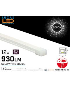 LED Neon Cold White 1010   • flexible • 24V • 12W • IP65 • 930lm • Pro Version 3oz Cooper paths• price per 10 meter • NL1010-12-CW-24