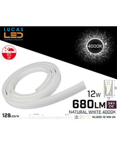 LED Neon Natural White flexible 1220 • 24V • 12W • IP65 • 680lm • Pro Version 3oz Cooper paths• price per 10 meter • NL1220-12-NW-24