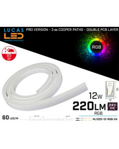 LED Neon RGB flexible 1220 • 24V • 14W • IP65 • 220lm • Pro Version 3oz Cooper paths• price per 10 meter • NL1220-14-RGB-24