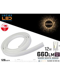 LED Neon Warm White flexible 1220 • 24V • 12W • IP65 • 660lm • Pro Version 3oz Cooper paths• price per 10 meter • NL1220-12-WW-24