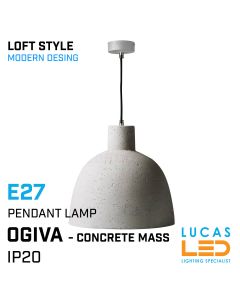 Pendant Light - E27 - IP20 - surface - suspended - ceiling fitting - Concrete mass - LOFT interiors lamp - modern and decorative - OGIVA Grey