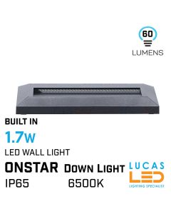 Outdoor LED Wall Light ONSTAR - 1.7W - IP64 waterproof - Down Light - Graphite colour.