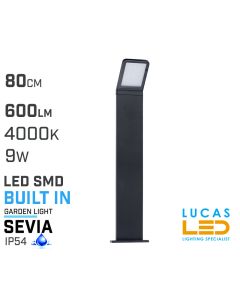 Outdoor LED Garden Light / Drive Way - 9W - 600lm - 4000K - IP54 - Black - Modern SEVIA 800mm- Full LED Fitting 