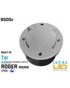Outdoor LED in-ground light - 1W - IP66 - 6500K - IK09 - ROGER Grey / Black - recessed garden decorative light 