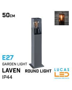 outdoor-led-pillar-bollard-post-lamp-E27-IP44-anthracite-colour-LAVEN-500-mm-driveway-landscape-pathway-light-lucasled.ie