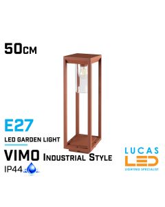 Outdoor LED Pillar Light - Garden - Post - Bollard Lamp - Industrial Vintage style - E27 - IP44 - 50 cm - VIMO Brown / cooper