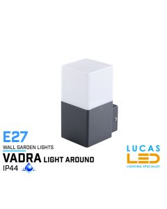 Outdoor LED Wall Light - E27 - IP44 - VADRA 16 - Surface Facade Lamp - Up Light - White / Anthracite colour