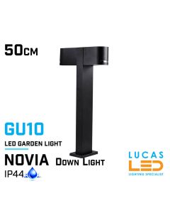 outdoor-pillar-bollard-garden-light-IP44-GU10-NOVIA Twin-down-light-black-lucasled.ie