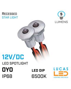 Mini LED Spotlight - 6500K Cold White - IP68 - 12V DC - ceiling & wall Star Light -17mm - OYO 2 x LED