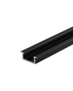 Black LED Recessed Profile Fose02 for LED strips , 2 meter , Click&Go ,SET end caps & handle