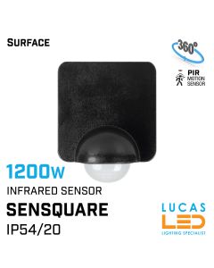 PIR-infrared-sensor-1200W-IP54-IP20-black-colour-surface-outdoor-SENSQUARE-lucasled.ie