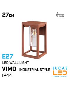 PIR-outdoor-led-wall-light-surface-down-light-garden-industrial-lantern-lamp-e27-ip44-vimo-brown-cooper-colour-lucasled.ie