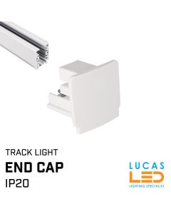 END CAP for Rail - LED Track Lighting system connection - 3 phase - 3 circuit - WHITE