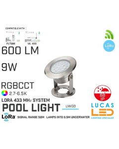 LED Underwater Light • RGB+CCT • 9W • 600LM • LoRa 443MHz • Smart Lighting System • Control distance 50m • MiBoxer • UW03 • 12V