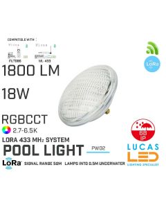 LED Underwater Light • Pool Light • RGB+CCT • 18W • 1800LM • IP68 • LoRa 443MHz • Smart Lighting System • Wireless • MiBoxer • Control distance 50m  • PW02 • 12V