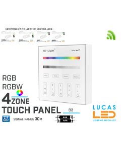 LED Touch Panel Switch • RGB & RGBW • MiBoxer • 4 zone • 2.4G • Wireless • Compatible • Smart Lighting System • MultiZone • B3