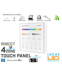 LED Touch Panel Switch • RGB+CCT • MiBoxer • 4 zone • 2.4G • Wireless • Compatible • Smart Lighting System • MultiZone • B4