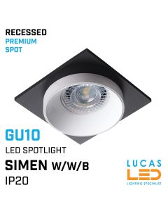 Recessed LED Spotlight - Ceiling fitting - GU10 - IP20 - SIMEN W/W/B