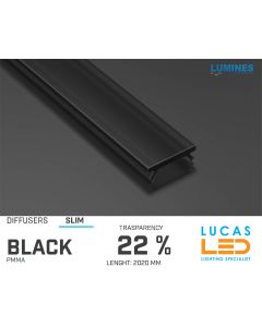Diffuser Type "SLIM" • Base BLACK • 22% Transparency • 2020 mm • Cover for LED Profile • Material PMMA