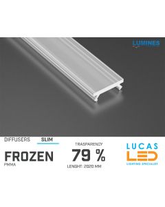 Diffuser Type "SLIM" • Base FROZEN • 79% Transparency • 2020 mm • Cover for LED Profile • Material PMMA