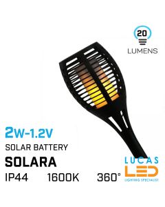 2W Flickering Solar LED Garden Light - 1600K Super Soft Warm - 20lm - SOLARA