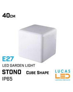 Outdoor LED Garden Light STONO CUBE Shape 40 - E27 - IP65 waterproof - Decorative Garden lamp - White colour